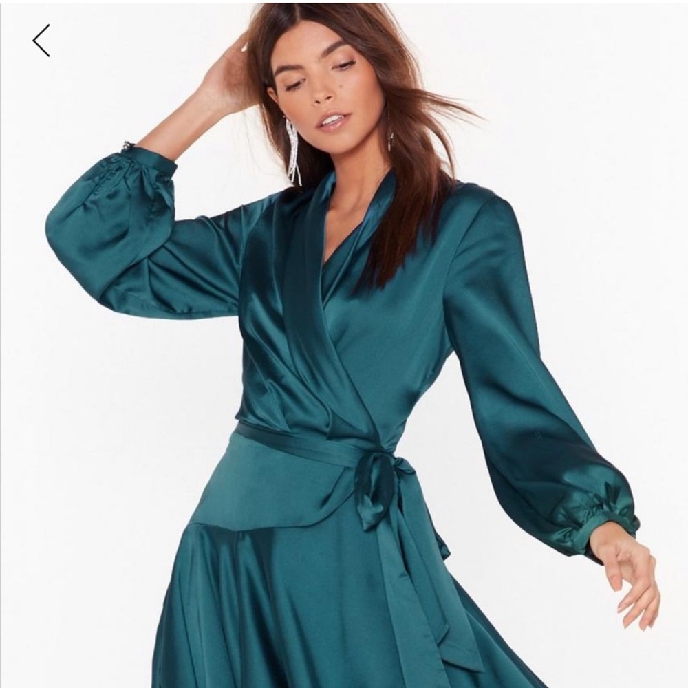 Nasty Gal Teal Wrap Dress